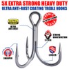 Fishing-Treble-Hooks-5X-Extra-Strong-Heavy-Duty Ultra Anti-Rust Bulk Hooks for Saltwater and Freshwater Fishing