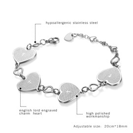 OIDEA Women's Bracelet Stainless Steel English Bible Prayer Cross Crucifix Heart Link Bracelet Bangle Bangle Bracelet Silver