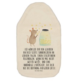 Mr. & Mrs. Panda Wheat Cushion, Children's Hot Water Bottle, Mouse Stars with Slogan in German, White