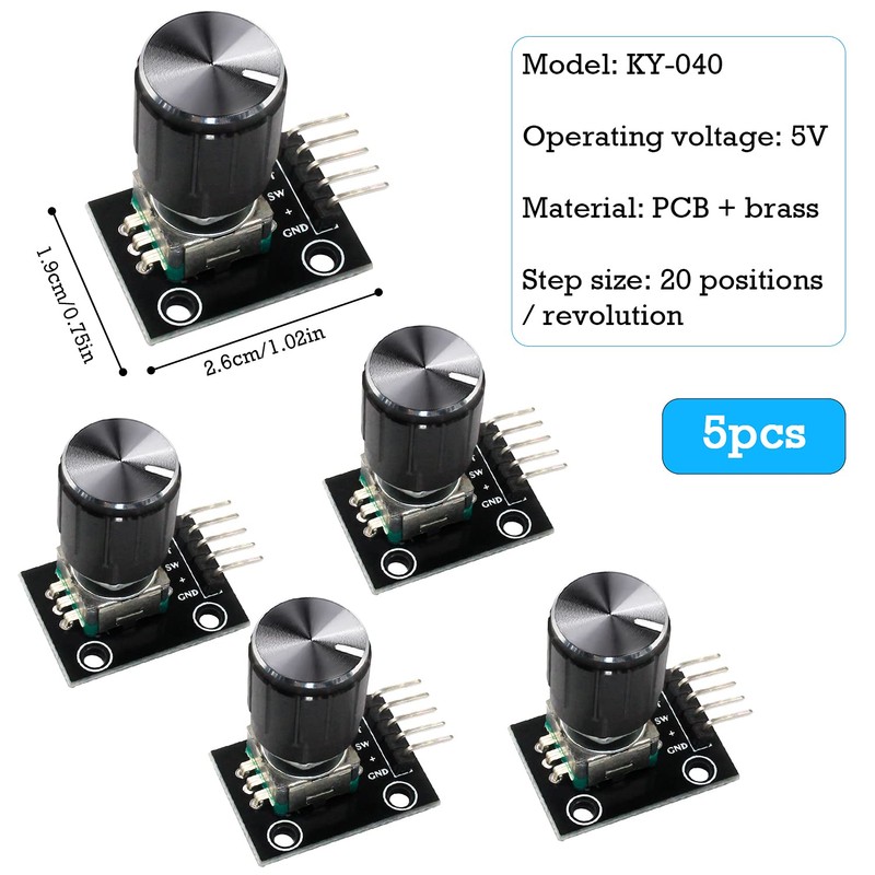 GIAK KY-040 Rotary Encoder Module Rotary Encoder, Pack of 5,