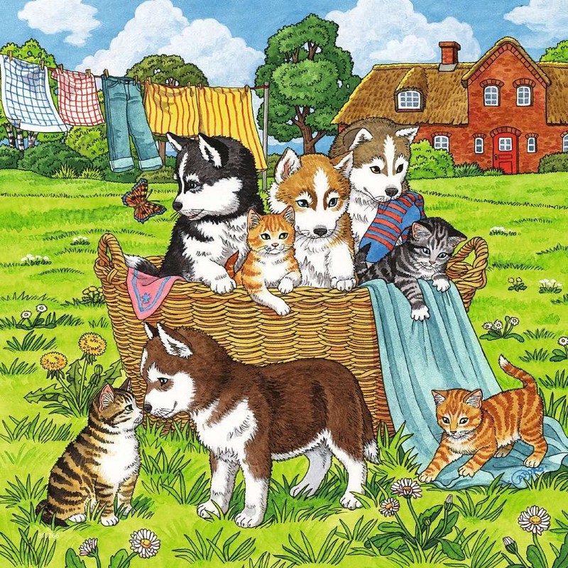 Ravensburger, Rompecabezas 3 Gatitos y Perritos, 147 Piezas