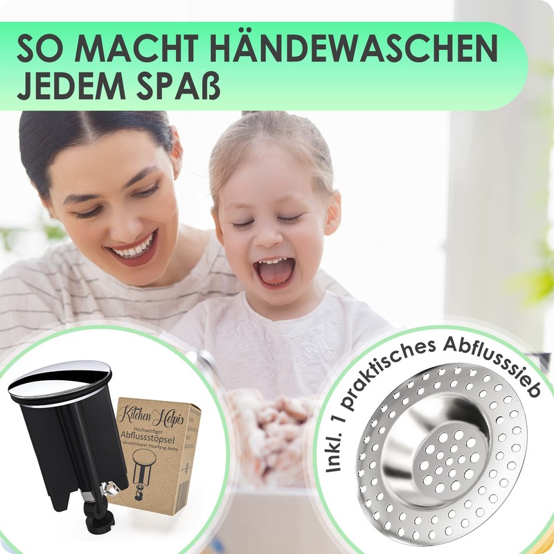 Kitchen Helpis® Universal Sink Plug 40mm Drain Plug Includes 1