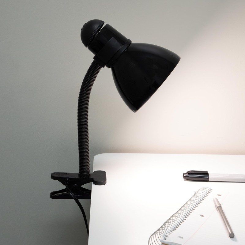 V- Light Black Adjustable Desk Lamp with Heavy Duty Clamp