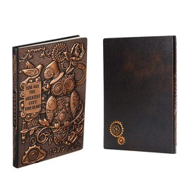 XUAN Vintage Leather A5 Notebook Lined, Travel Journal Hardcover Diary, Embossed, 200 Pages, Anniversary Birthday Gift for Men Women Dad 3D Owl Copper