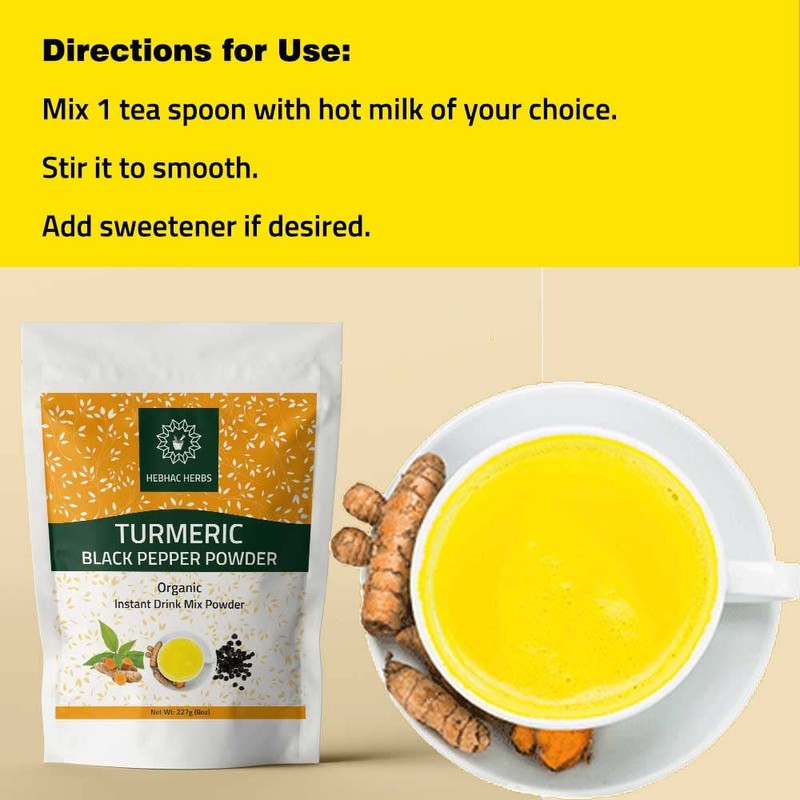 Turmeric Curcumin with Black Pepper Powder 227g (8oz) - Instant