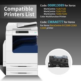008R13089 Waste Toner Container Compatible for Xerox WorkCentre 7120 7125 7220 7225 7220i 7225i Series CWAA0777 DocuCentre-IV C2260 C2263 C2265 Printer High Capacity 33000 Pages 1 Black Pack