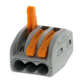 WAGO, Hebelklemme Serie 222, 5er-Pack, 3 Eingänge, kompatibel mit starren, halbstarren und flexiblen Drähten 0,08 – 4 mm², Spannung 400 V, Strom 32 A, Abisolierlänge 9 – 10 mm