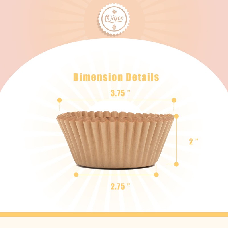 qiqee 300 Count Jumbo Cupcake Liners Natural Muffin Liners Food