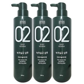 Amos Green Tea Real Feel Revitalizing Refreshing Type Shampoo for Oily Hair 500g 3 Packs / 아모스 녹차실감 리바이탈라이징 산뜻한 타입 지성 샴푸 500g 3개