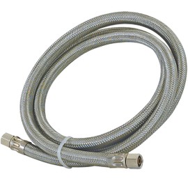 Eastman 5 Feet Flexible Ice Maker Connector, 1/4 Inch x 1/4 Inch Compression Connection, Braided Stainless Steel with Nickel-Plated Brass Nuts, 41033