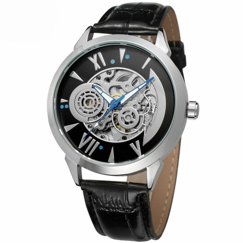 Forsining Automatic Mechanical Men's Watch Multi Function Male Wristwatch (Black)