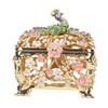 Peacock Trinket Boxes Hand Painted Finish Exquisite Beautiful Rhinestones Hinged