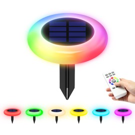 INTELAMP Pack of 2 Solar Lights for Outdoor Garden, Solar Lights for Outdoor Use with RGB Modes and 9 Specific Colours, Warm White Waterproof Solar Garden Light for Lawn, Patio, Yard, Christmas