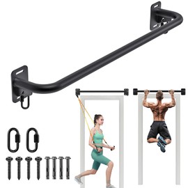 BeneLabel Pull Up Bar Wall Mount 500 LBS Capacity Doorway Chin Up Bar Steel Joist Mount Pullup Bar Multifunctional Heavy Duty Chinup Bar with Carabiner for Doorway Indoor Home Gym Garage