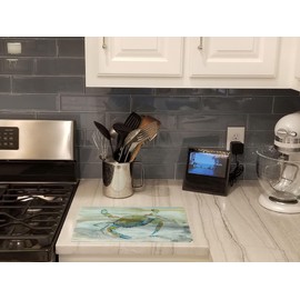 Caroline's Treasures SC2004LCB Blue Crab #2 Watercolor Glass Cutting Board Large Decorative Tempered Glass Kitchen Cutting and Serving Board Large Size Chopping Board