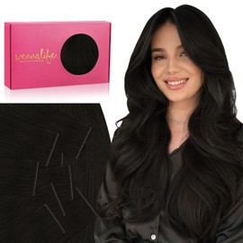 WENNALIFE Invisi Edge Tape in Hair Extensions Human Hair, 22 Inch 50g 20pcs Natural Black Invisible Luxury Remy Hair Extensions Natural Seamless Injected Tape Ins Straight Extensiones De Cabello