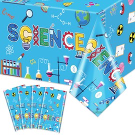 Hegbolke 4 Pack Science Party Tablecloths, Mad Scientist Decorations