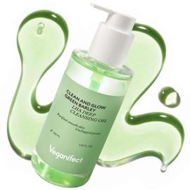 VEGANIFECT Hydrating Light Cleansing Oil for Sensitive Skin, Waterproof Makeup Remover & Blackhead Cleaner with Rice Bran Oil, Turmeric, and Centella Asiatica, Korean Skin care (205ml/6.93 fl oz)