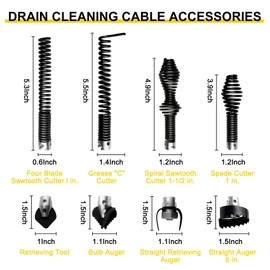 10pcs Drain Snake Drill Attachments, Root Cutter for Drain Cleaning for Heavy-Duty Cables Drain Cleaning kit Includes Cutters and Spirals Fits K-400, C-4, C-6, C-7, C-8 and C-9 Models