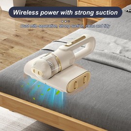 Rehomy Mattress Vacuum Cleaner 12Kpa Deep Cleaning Bed Vacuum with 253. 7nm UVC Light and 8000 Times/Min Tapping Versatile Handheld Vacuums for Bed, Sofa, Couch, Crib