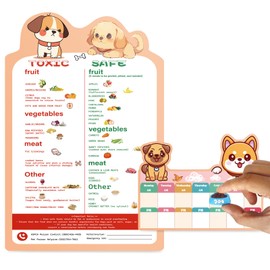Magnetic Dog Food Safety Guide with Toxic Foods Chart, Emergency Vet Numbers, Dog Feeding Reminder Sign with Magnet & Feeding Tracker- New Puppy Essentials