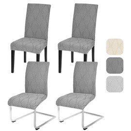 Alishomtll Dining Chair Covers Set of 4 Stretch Chair Slipcovers Universal for Swing Chair Jacquard Removable Washable Dining Room Chair Protector for Banquet Wedding Ceremony (Dark Grey, 4 pcs)