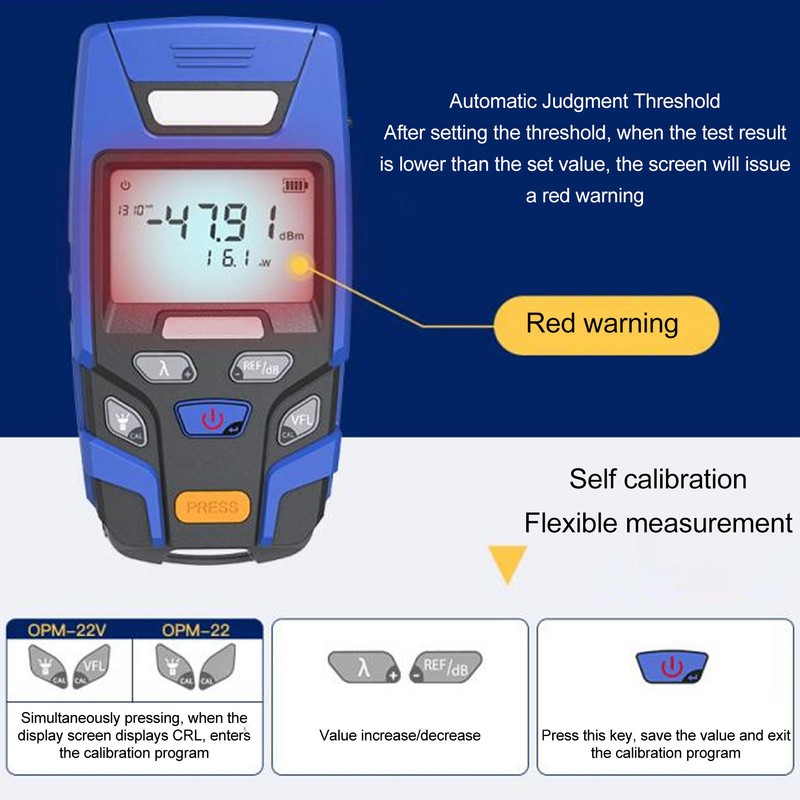 Optical Fiber Power Meter ‑70 To +6dBm Rechargeable Mini Fiber