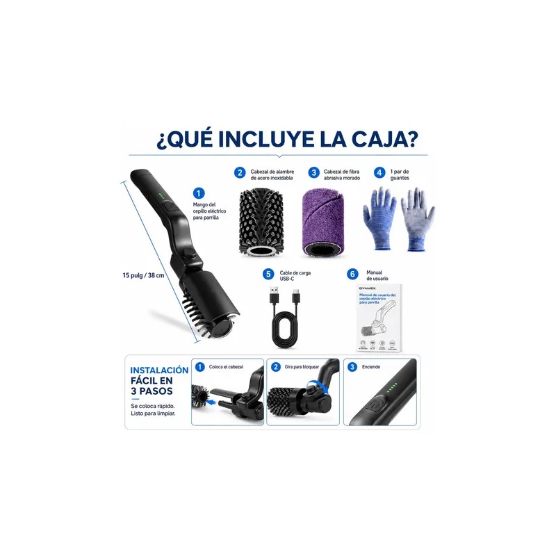 Cepillo Eléctrico Para Asador Bbq 3 Velocidades De Limpieza