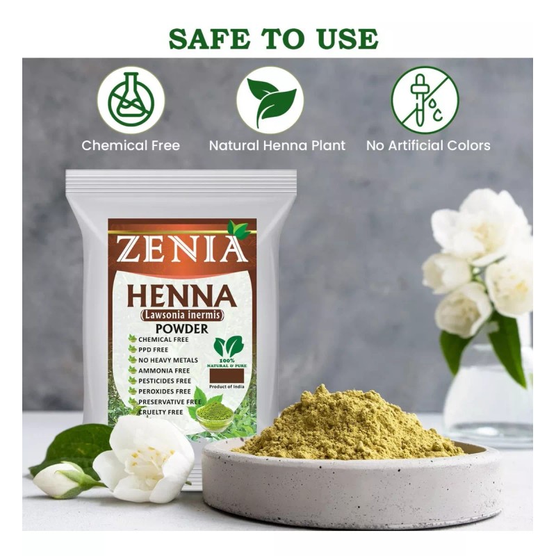 Zenia Henna Polvo Colorante Natural Para Cabello Barba 900g