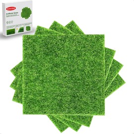 KAEZDD KAEZDD 4 Packs 6 X 6 Inch Fake Grass Decor for Crafts, Artificial Grass for Dollhouse Miniature Ornament Projects, Model Turf Grass for DIY Fairy Garden Accessories and Decor Kit