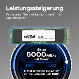 Crucial E100 1TB M.2 PCIe Gen4 NVMe Internal SSD, up to 5,000 MB/s, Laptop and Desktop Compatible - CT1000E100SSD8