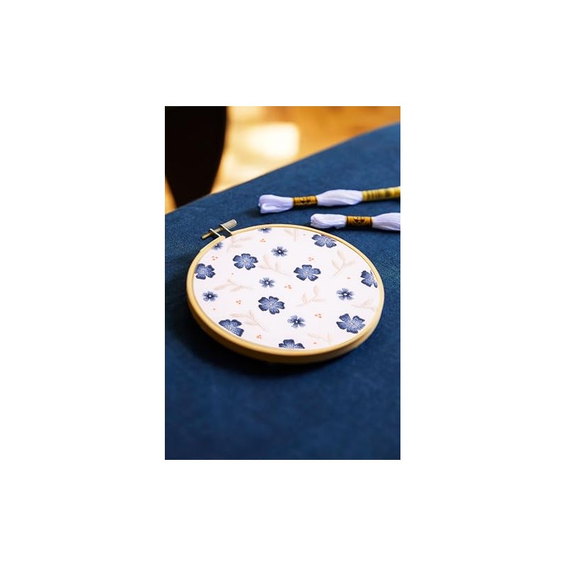 DMC Blue Ditsy Florals - Medium Embroidery Kit