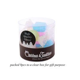 Christmas Traditions 3 to 3.5 inch Iridescent Colored Glitter Bonbon Candy Ornamentsii (Set of 9) for Christmas Tree/Wedding/Event/Candy Corner Party Decorations Supplies Hanging Ornaments