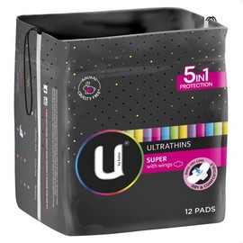 Kotex U By Kotex Ultrathins Pads Wing Super 12 Pack