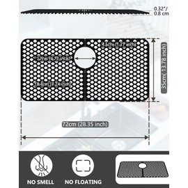 Behok Separable Silicone Sink Protector Grid Mat 28-7/16x13-13/16",Black