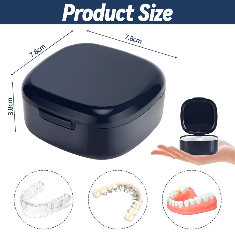 Zikenis Denture Box with Strainer, Braces Box, Denture Box, Portable