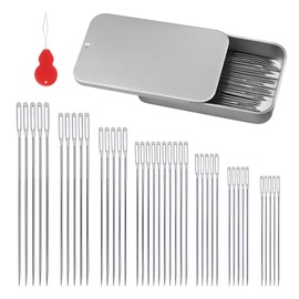 Sewing Needles,40 PCS Stainless Steel Sewing Needles Large Eye,Embroidery Needles for Sewing,Darning Needles for Wool,Hand Sewing Yarn Needles,7 Sizes Needles with Box for Hand Crafting Supplies