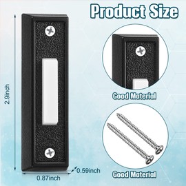 Lighted Doorbell Button, Wired Door Bell Push Buttons LED Door Chime, Wall Mounted Doorbell Switch Garage Doorbell Button (Black, White Light)