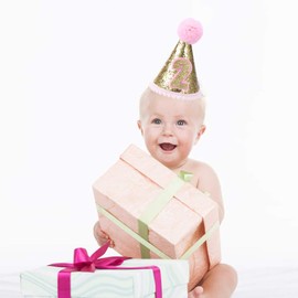 Toddmomy 2nd Birthday Cone Hat with Adjustable Headband Kids Birthday Hat for Baby Girl Party Supplies (Pink)