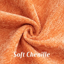 FUTEI Orange Chenille Throw Pillow Covers 20x20 Inch Set of 2,Soft Velvet Cushion Case,Home Decor for Couch Bed Living Room