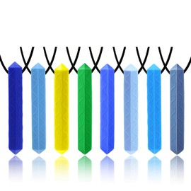 GNAWRISHING Chew Necklaces for Sensory Kids 8 Pcs Diamond Shape Sensory Chewy Toys for Autism Boy, ADHD Toddler, Adult