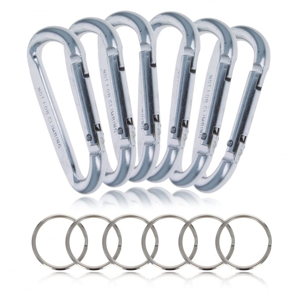 ASR Outdoor 6-Pack Medium Aluminum Carabiner Non-Locking Spring Clip Keychain,