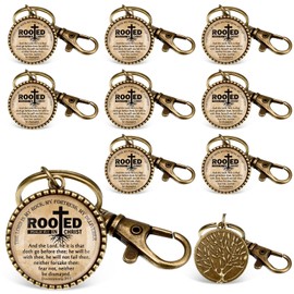 Wavwavw 10 Pcs Christian Keychain Bulk Bible Verse Keychain Rooted Tree Religious Pastor Appreciation Day Gift for Men Church