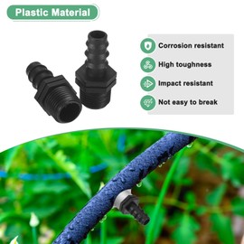 M METERXITY 20-Pack Drip Irrigation Barbed Fittings, for 3/8 to 1/2 Male Thread Tubing Connector Plastic Coupling for Garden/Greenhouse/Aquarium/Flower Pot, Drip Pipe Accessories