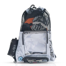 FEROK PRO Big Mesh backpack, beach bag, Swim and beach Bags for Women Men, Pool bag with Drawstrings, Gym Backpack, 40 L (Grey)
