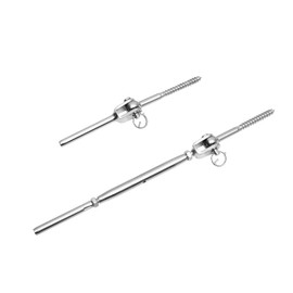 Helffer 10 Set Cable Railing Hardware, 180° Angle Adjustable Cable Railing Kit for Wood Post Deck Railing, T316 Stainless Steel Titanium Plated Cable Railing System