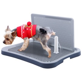FUGODIWI Pee Pad Holder, Indoor Potty Tray for Puppy and Small Size Dog with Pee Wall, Non-Skid Feet, 20 * 15.4 * 1.4 inch