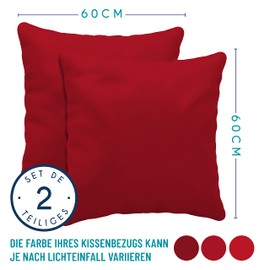 Dreamzie Pillowcases, 60 x 60 cm (Set of 2), 100% Jersey Cotton, 150 g/m², Red, Resistant and Hypoallergenic