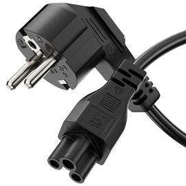 sonero Stromkabel 3 Polig, 3,0m, Schutzkontakt Schuko Stecker Netzstecker auf C5 Buchse,Netzkabel Netzteil Strom Kabel für Monitor PC Laptop, Schwarz
