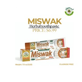 Al Riyan Organic Miswak Herbal Toothpaste - 10 in 1 Natural Fluoride-Free, 7.5 oz